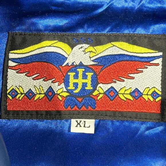 Indianapolis Speedway Racing Jacket XL 90s Style Checkered Flag & Eagle Patch - Picture 5 of 14